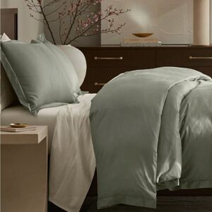 NWT Boll & Branch Signature Hemmed Duvet/Dust Bag sage leaf